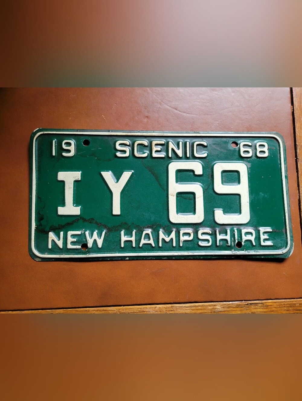 Vintage 1968 New Hampshire License Plate Scenic NH Tag # IY 69 Classic Auto